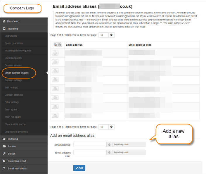 Manage Email Address Aliases