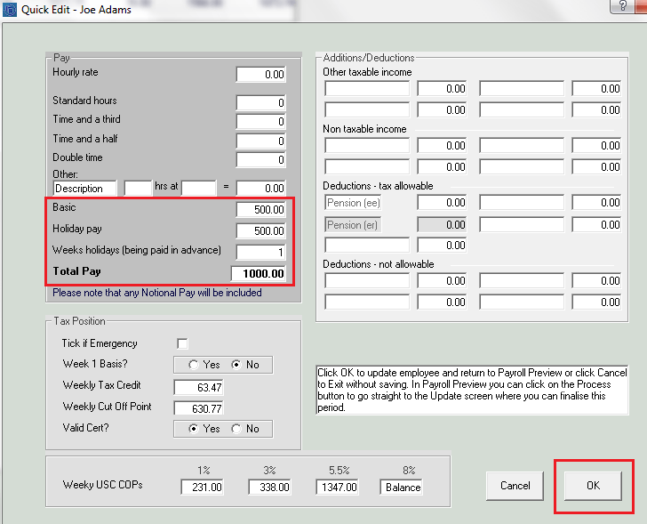 Processing holiday pay Documentation Thesaurus Payroll Manager