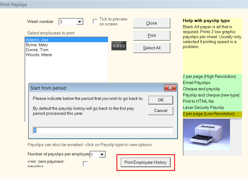 Printing Payslips Documentation Thesaurus Payroll Manager (Ireland