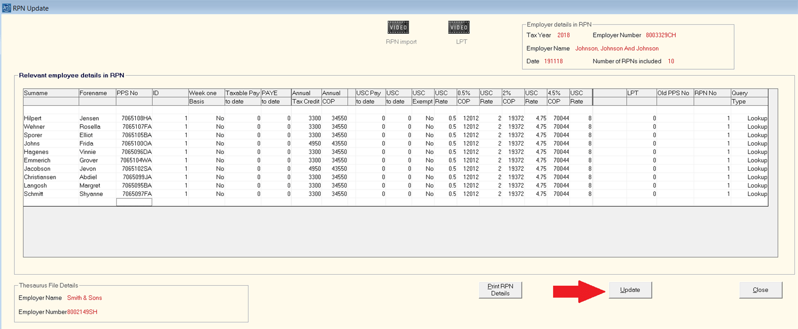 Retrieving your Employees' Revenue Details from Revenue (RPNs) each pay