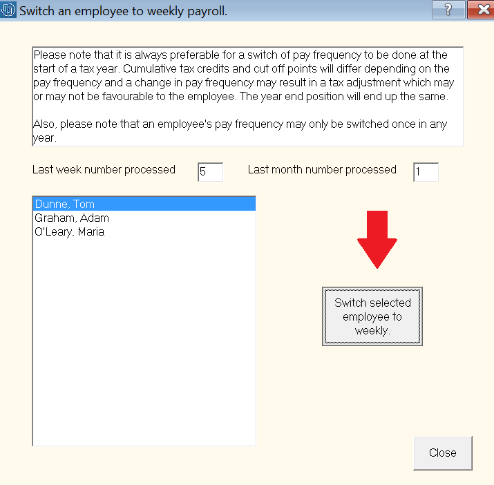 Changing an Employee's Pay Frequency Documentation Thesaurus