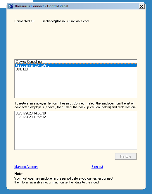 Restoring from a Thesaurus Connect Backup Documentation Thesaurus