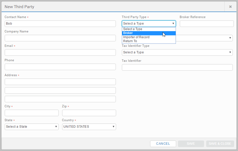 Carriers tab (sub tabs Accounts, Rate Groups, Third Parties