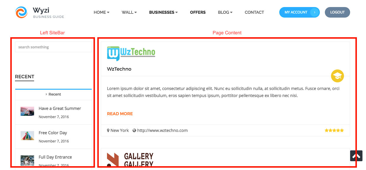 Left Sidebar Template WYZI Documentation