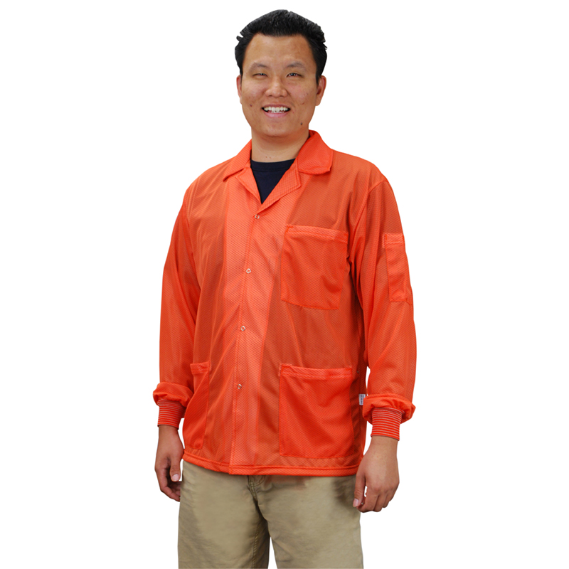 Desco 73913 Statshield® Smock, Jacket with Knitted Cuffs, Orange, Large