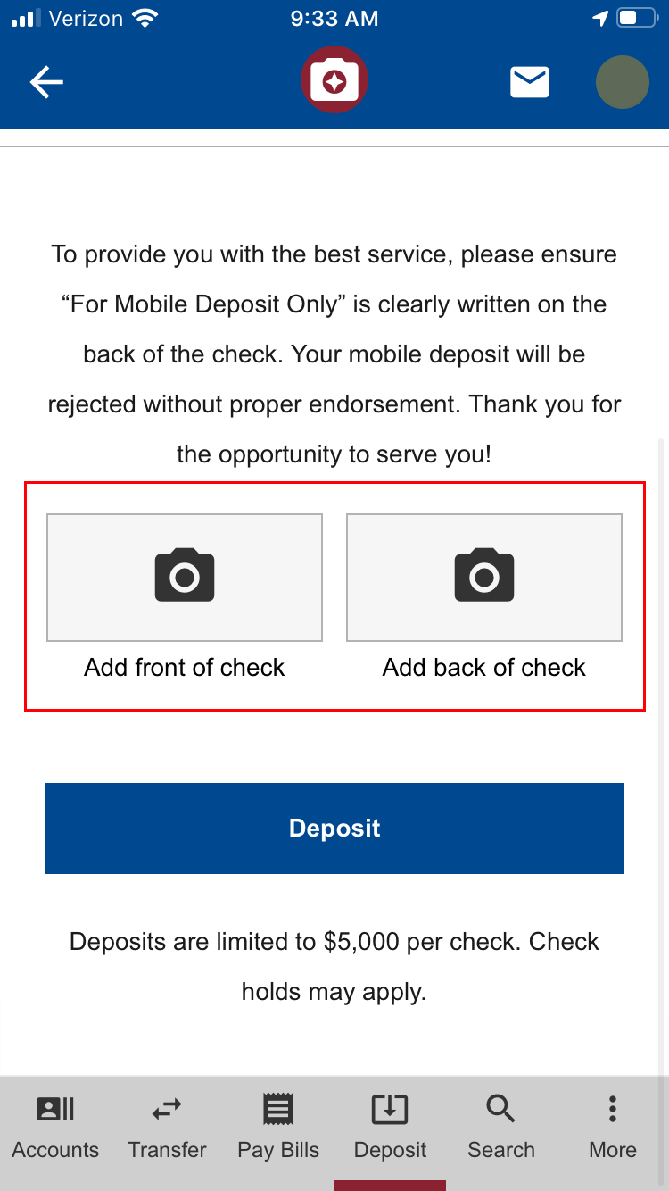 Shell FCU Mobile Deposit