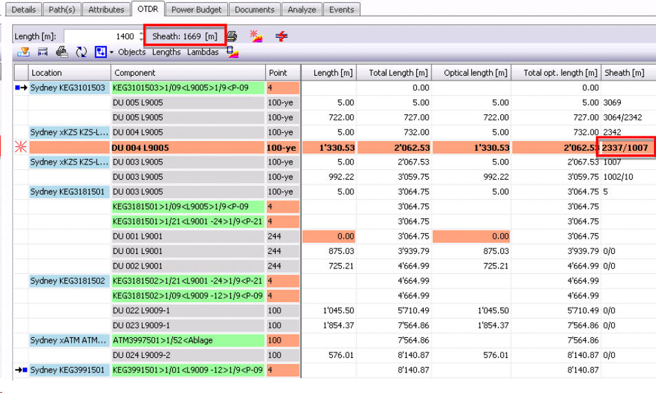 “Show excess cable length”