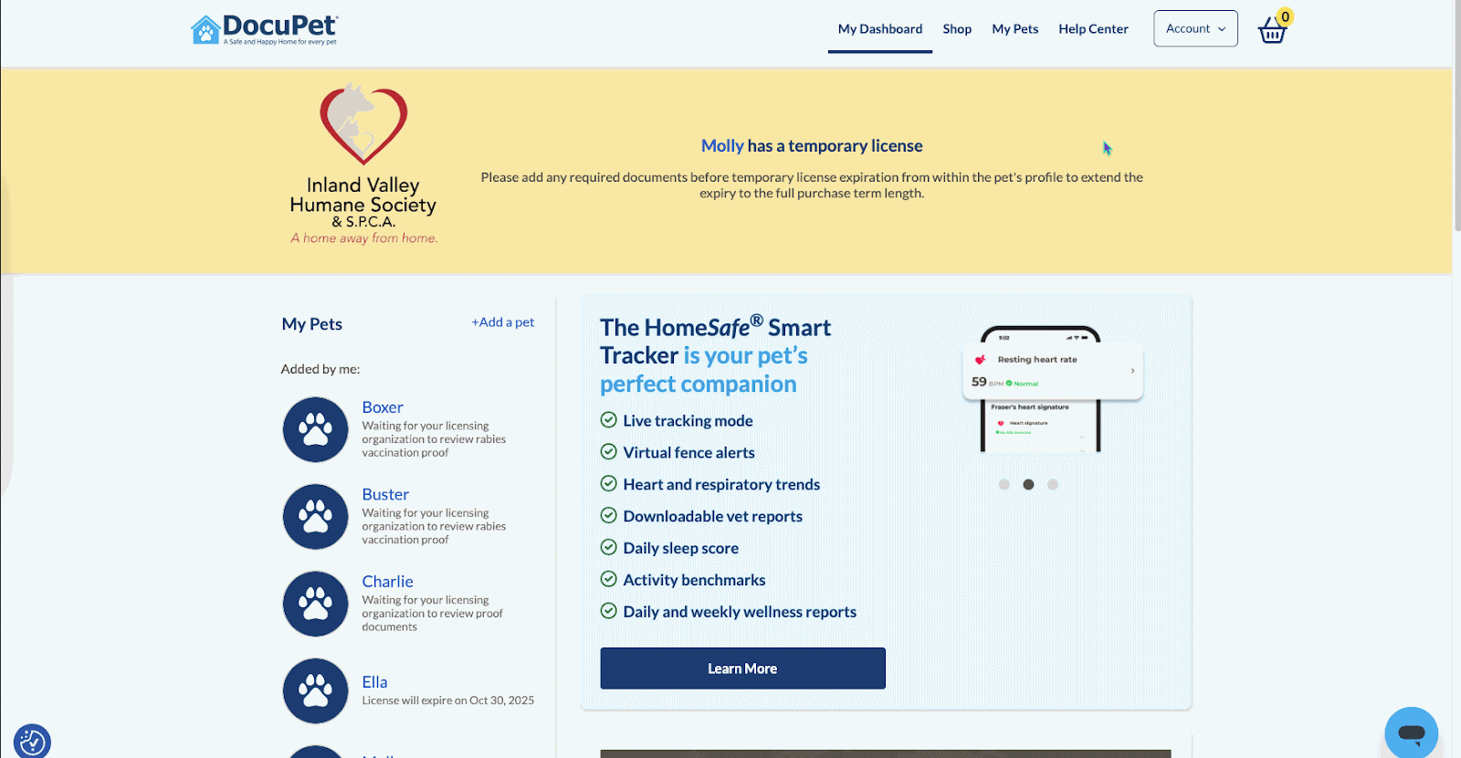 View the Status of Documents DocuPet