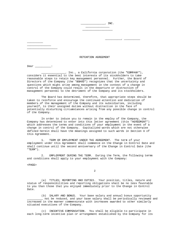 Retention Agreement