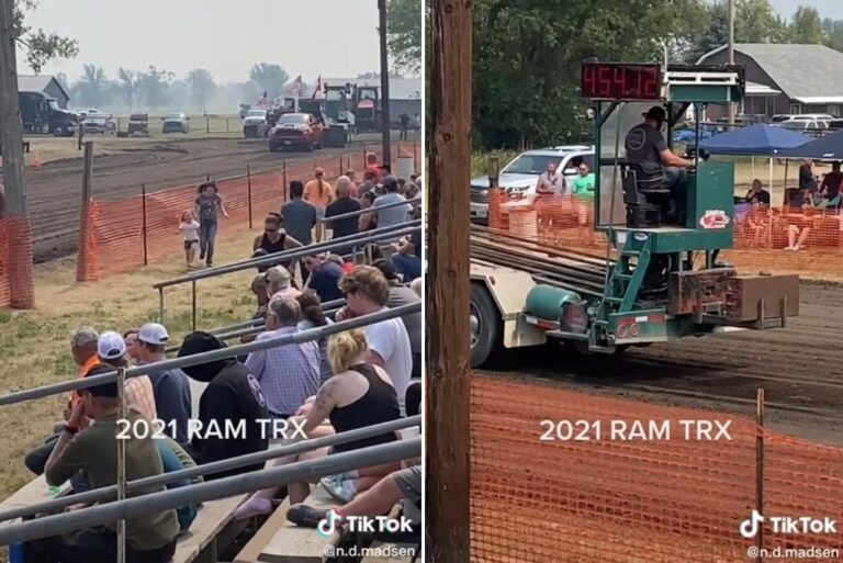 Beastly Ram 1500 TRX Dominates Pulling Sled in TikTok Video