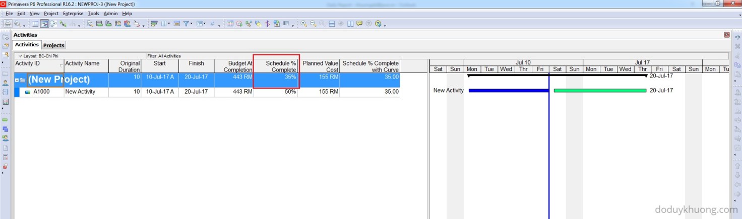 How does Primavera P6 calculate Planned Value Cost for Activities