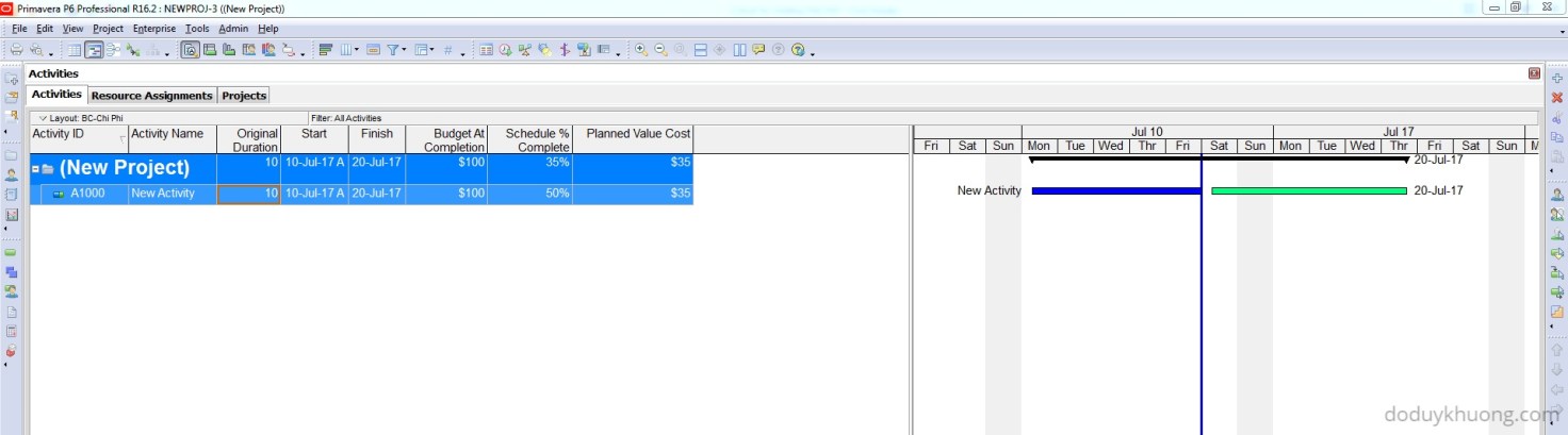 How does Primavera P6 calculate Planned Value Cost for Activities