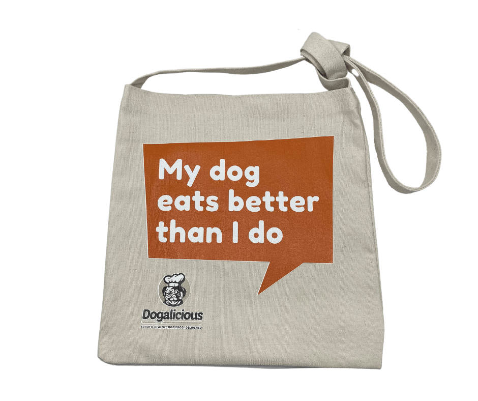 "My dog eats better than I do" Tote Bag Dogalicious