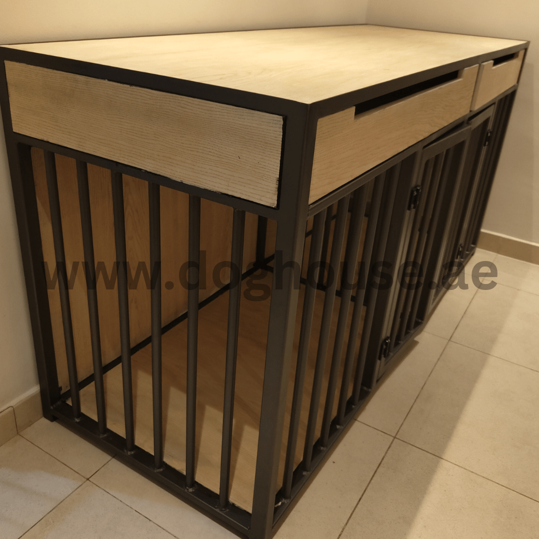 Top1 Ideal Sleek Rustic Metal And Wooden Crate • Dog House In UAE