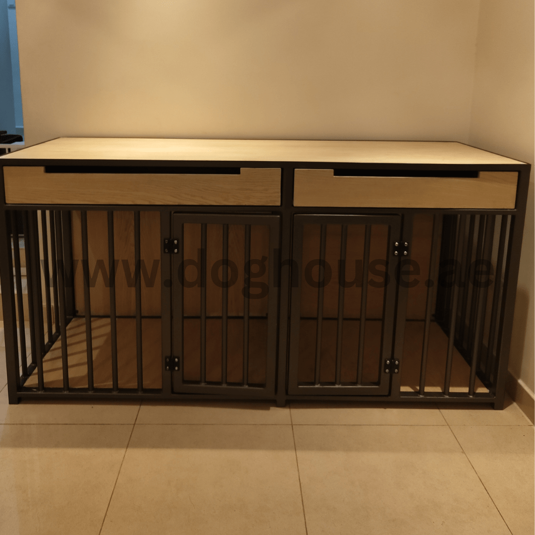 Top1 Ideal Sleek Rustic Metal And Wooden Crate • Dog House In UAE