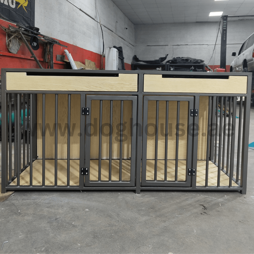 Top1 Ideal Sleek Rustic Metal And Wooden Crate • Dog House In UAE
