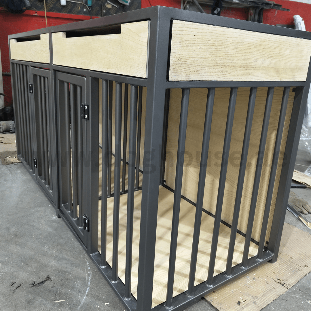 Top1 Ideal Sleek Rustic Metal And Wooden Crate • Dog House In UAE