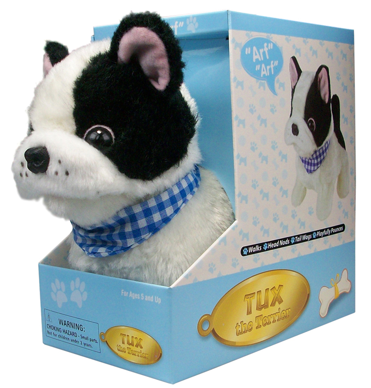 Boston Terrier Dog Lifelike Stuffed Animal Barking Walking Wagging