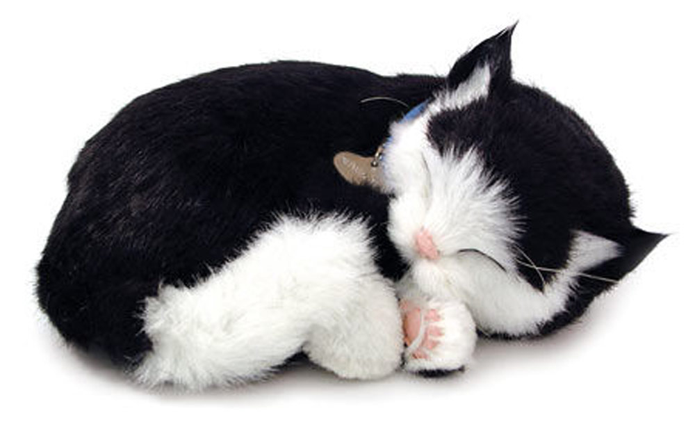 Black White Shorthair Cat Life Like Stuffed Animal Breathing Cat
