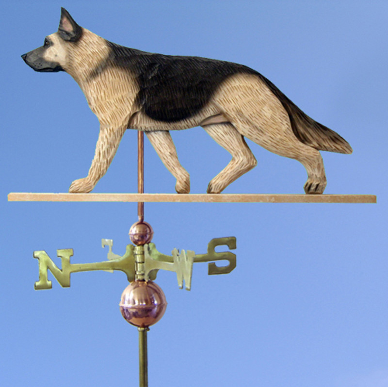 German Shepherd Hand Carved Hand Painted Basswood Dog Weathervane Tan w