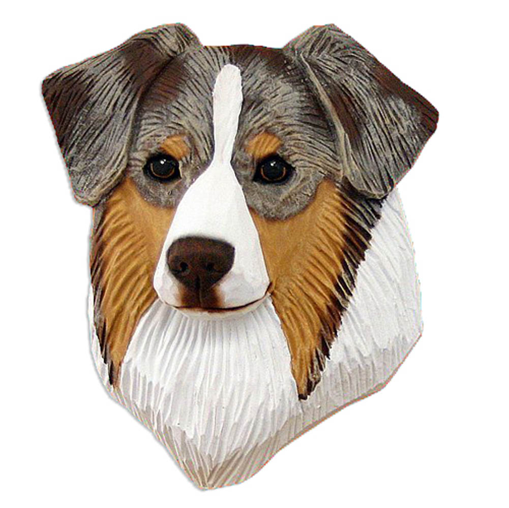 Australian Shepherd Head Plaque Figurine Red Merle