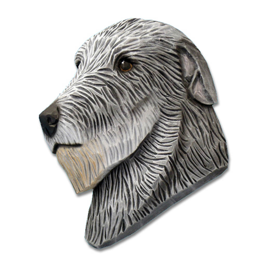 Irish Wolfhound Head Plaque Figurine Grey