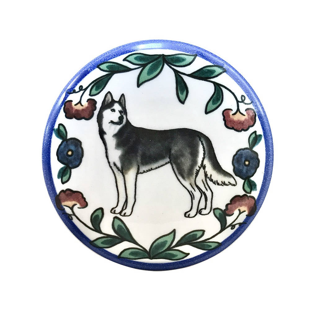 Husky Wine Bottle Stopper Hand Painted