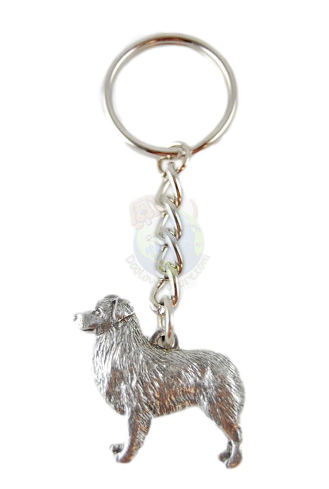 Australian Shepherd Keychain Pewter