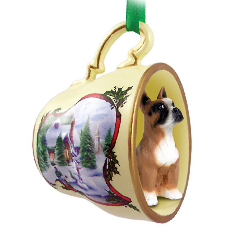 Boxer Christmas Ornament Teacup