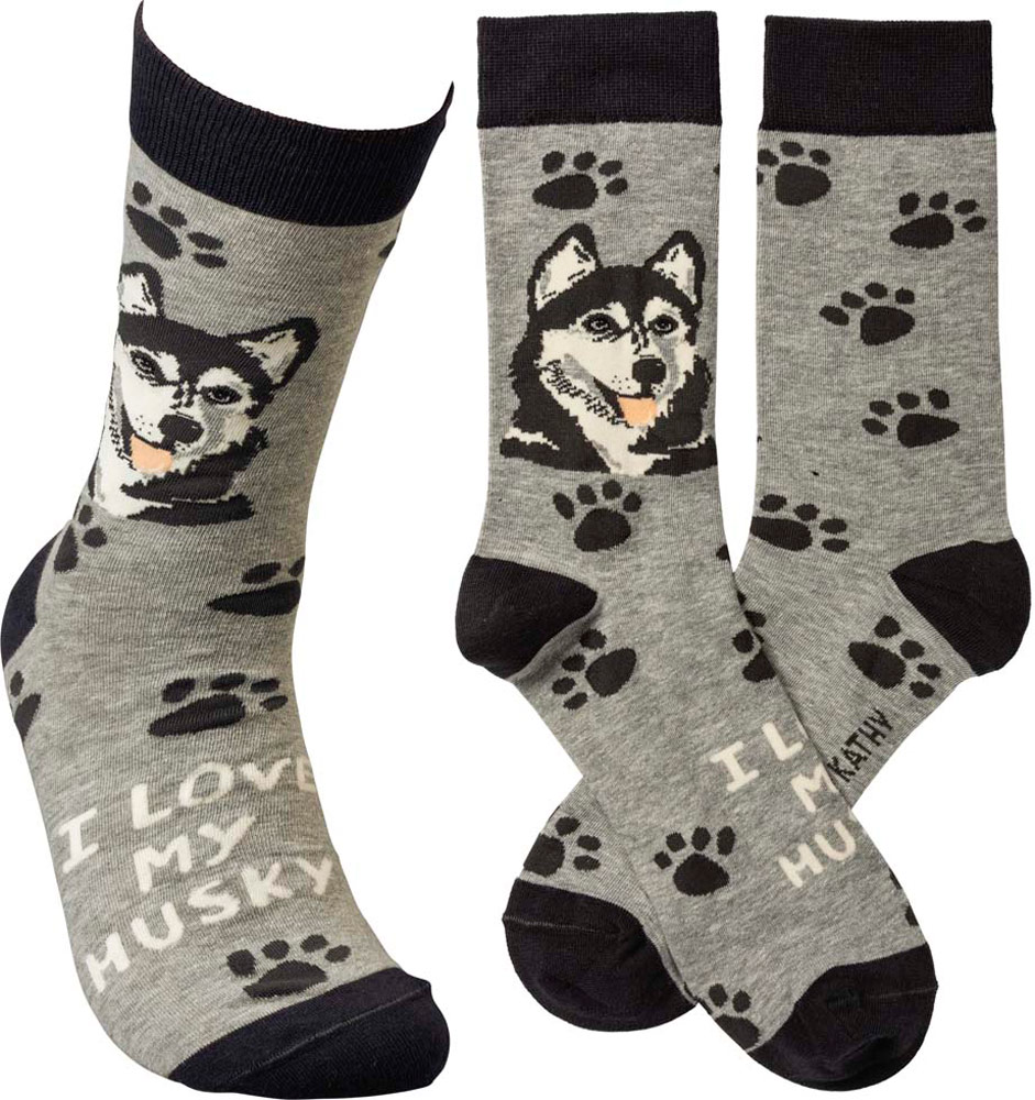 Husky I Love My Dog Socks