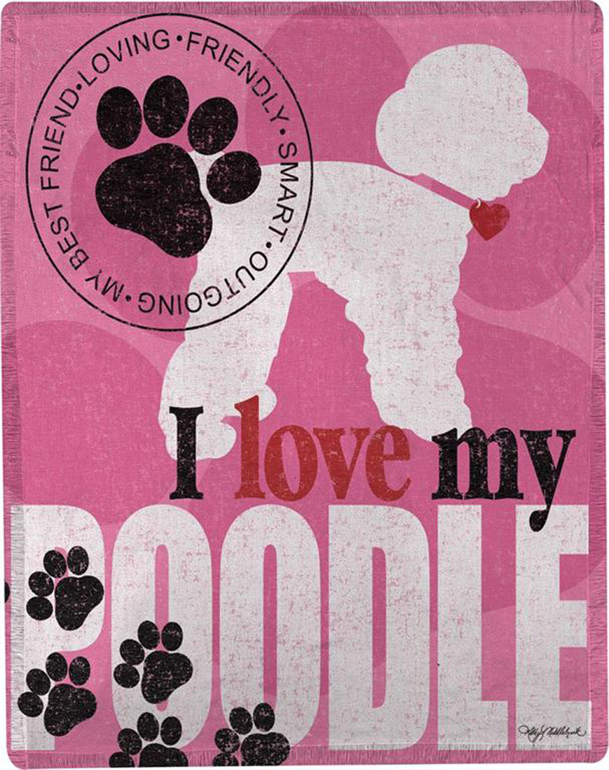 Poodle Lightweight Dog Blanket Woven Polyester Throw 50x60 USA Made