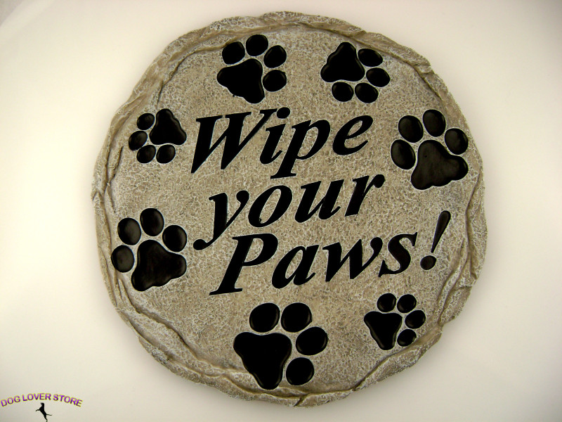 Outdoor Garden Dog Stepping Stone Wipe Your Paws!