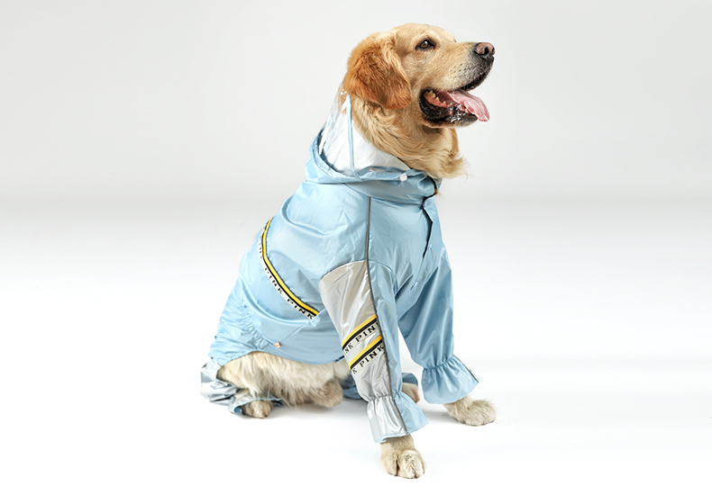 Full Body Raincoat With Hood And Tail For Large Dogs