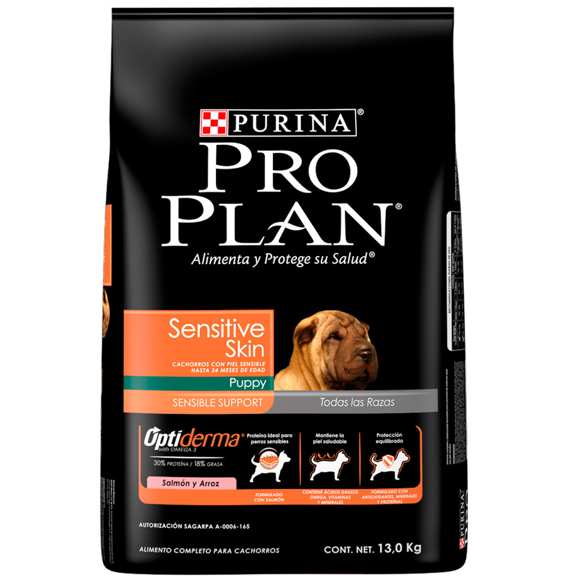 Purina Pro Plan Optiderma Sensitive Skin Puppy Cachorro para Todas las Razas. A base de Salmón