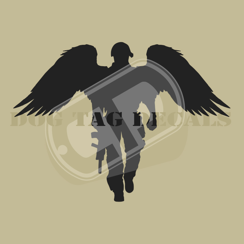 Soldier Angel Dog Tag Decals