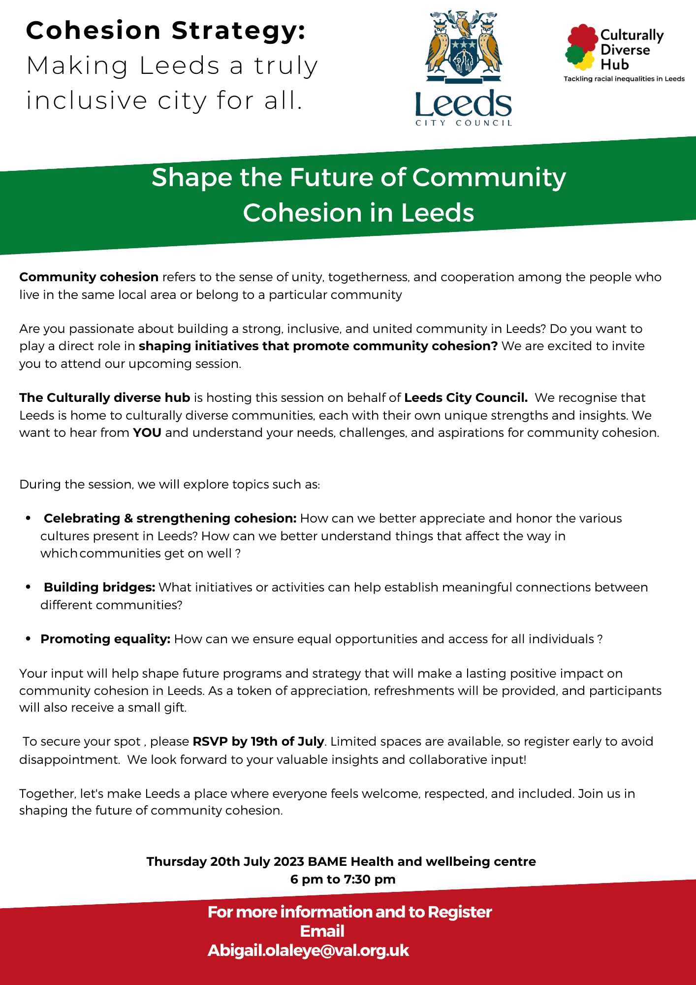 Shape the Future of Community Cohesion in Leeds Doing Good Leeds