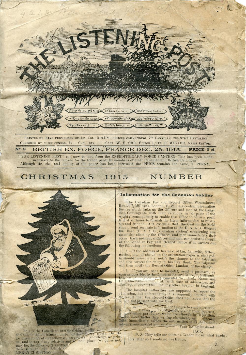 Christmas at the Front The Listening Post Doing Our Bit