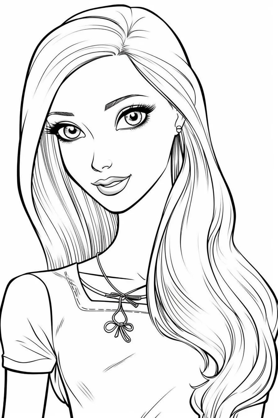 Cute Barbie Coloring Pages Princess Fashion - Full Size Printable