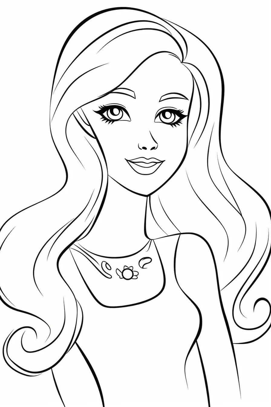 Cute Barbie Coloring Pages Princess Fashion - Full Size Printable