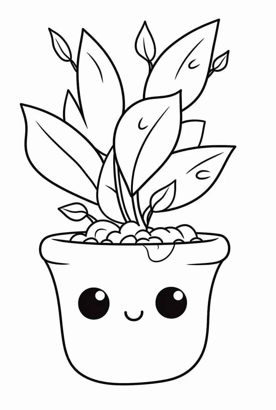 Easy Cute Plant Coloring Pages for Kids Free Printable