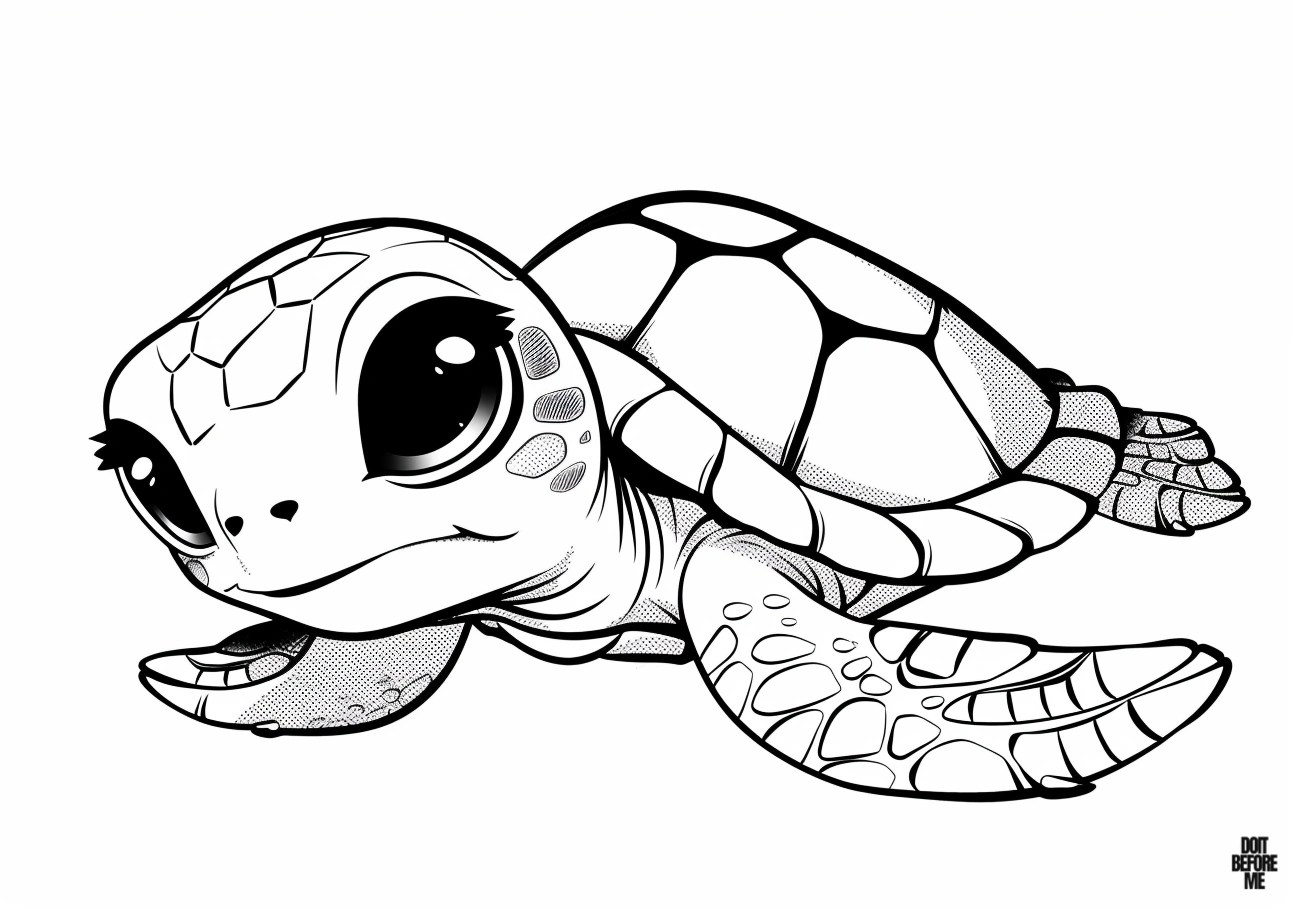 Free Printable Easy Cute Baby Sea Turtle Coloring Pages for Kids