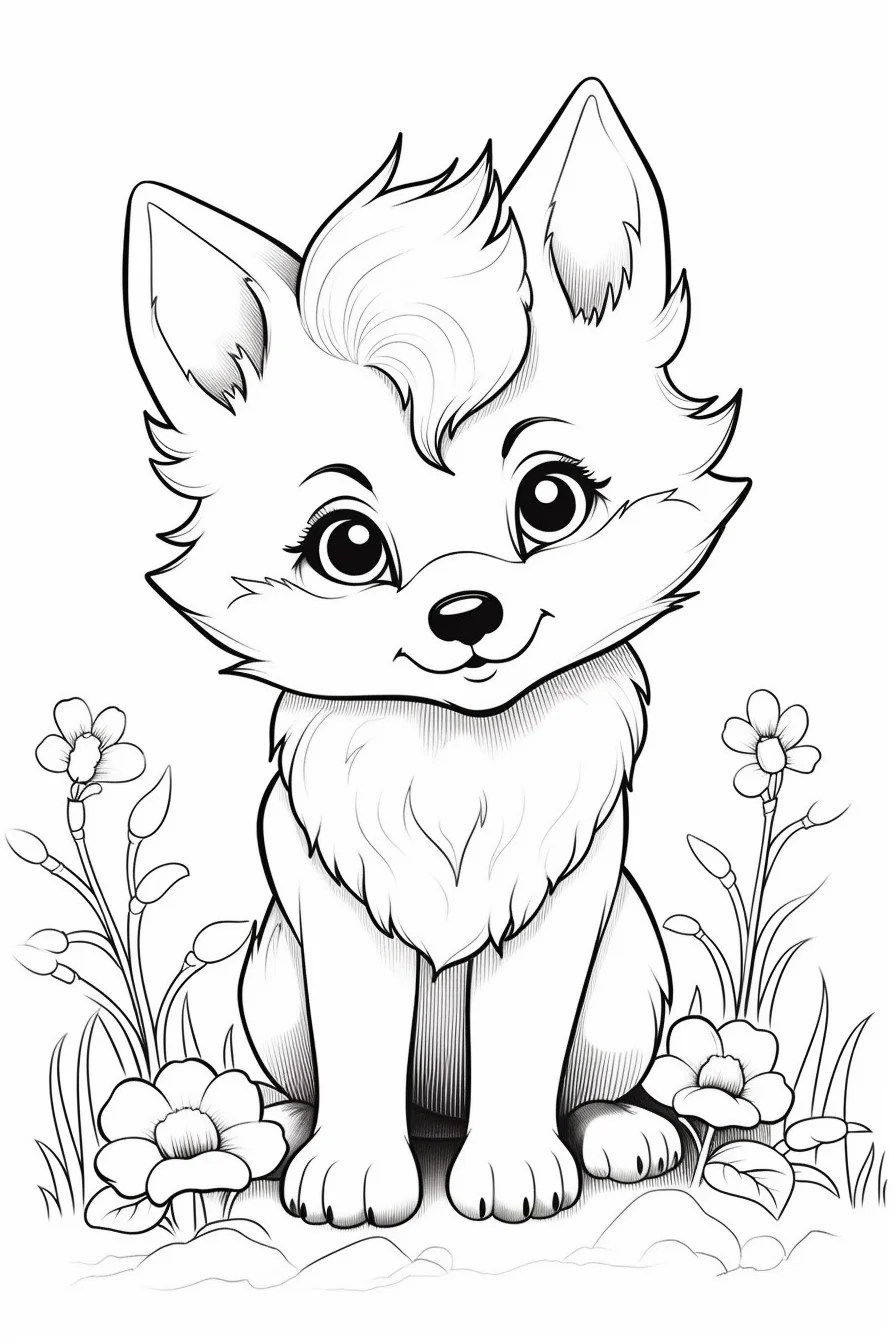 Free Printable Cute Baby Wolf Coloring Pages for Kids 2024