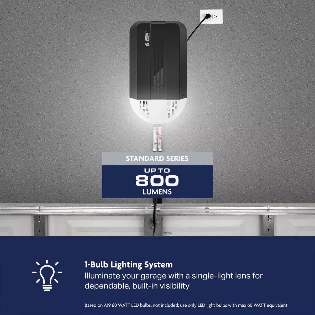 Chamberlain C2102 1/2 HP Durable Chain Drive Garage Door Opener with