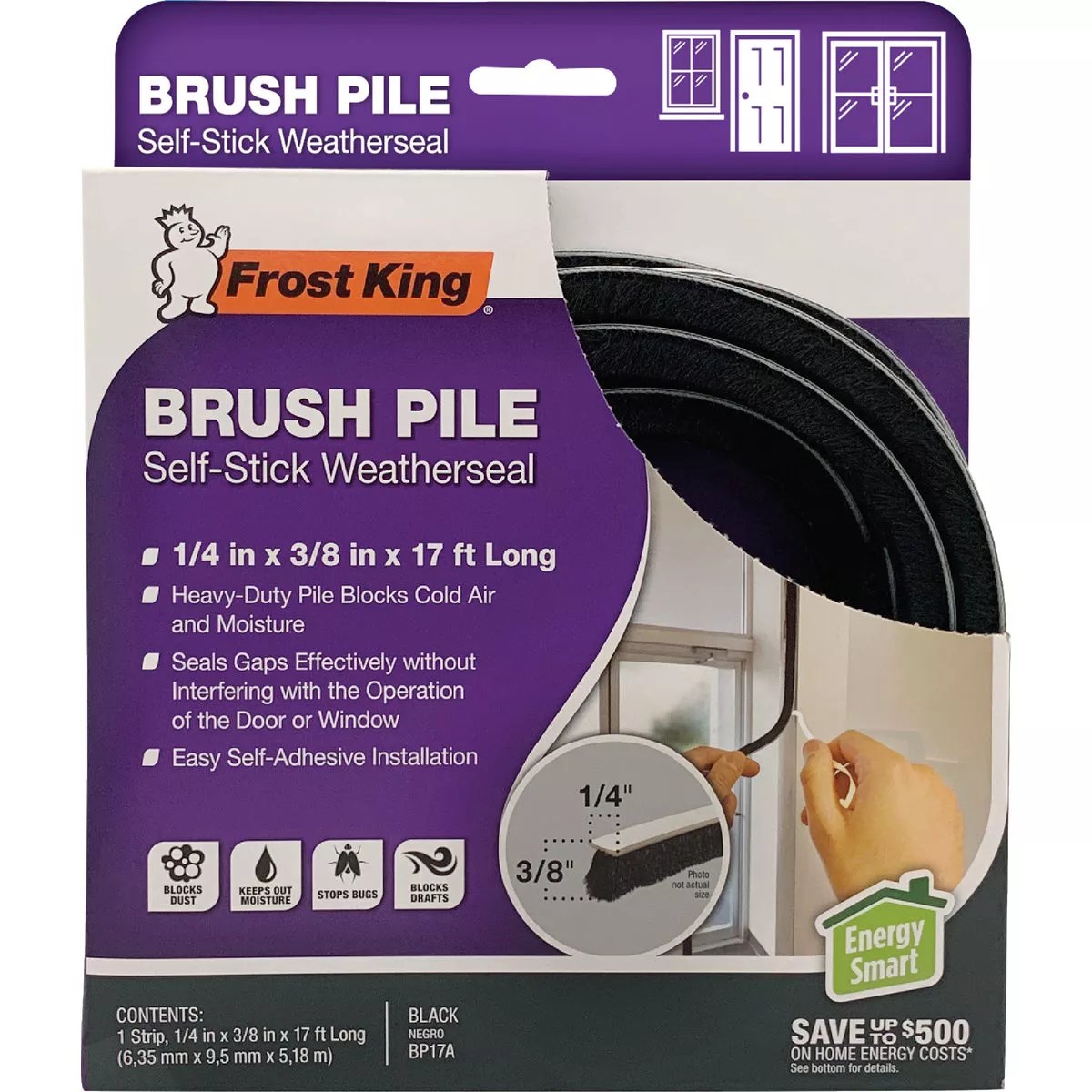 Frost King 1/4 In. x 3/8 In. x 17 Ft. Brush Pile SelfStick Weatherseal