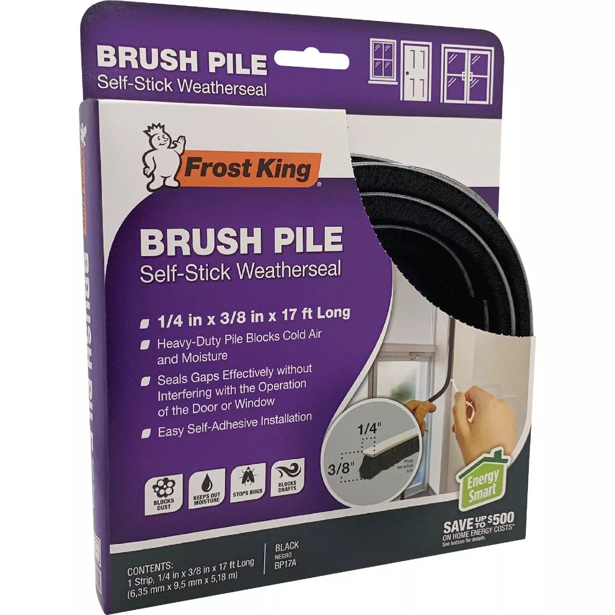 Frost King 1/4 In. x 3/8 In. x 17 Ft. Brush Pile SelfStick Weatherseal