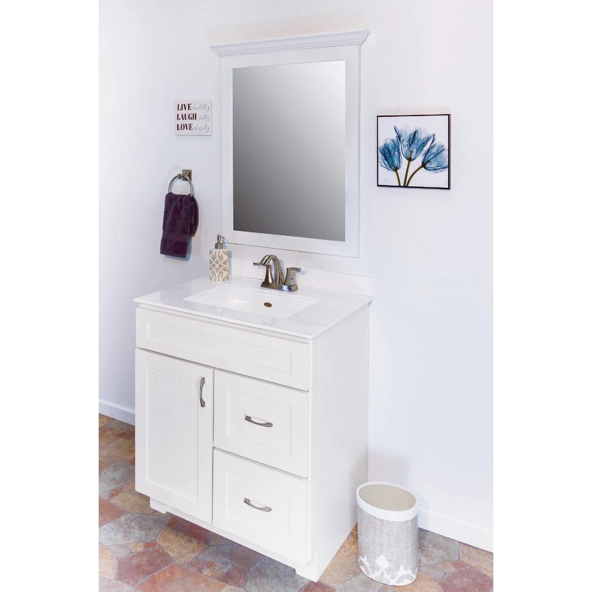 CraftMark Shaker Retreat White 30 In. W x 34 In. H x 21 In. D Vanity