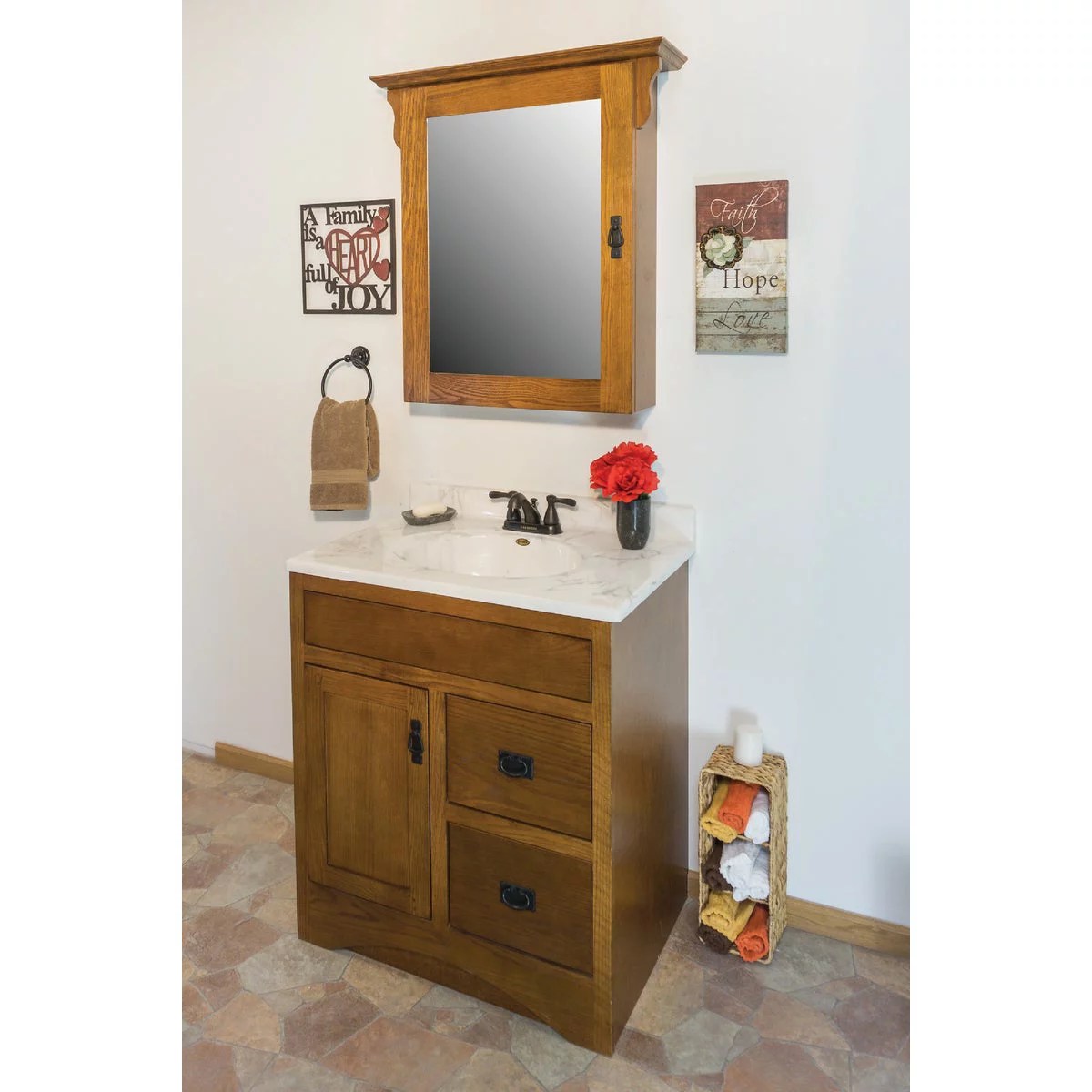 CraftMark Craftsmen Estate Oak 30 In. W x 34 In. H x 21 In. D Vanity
