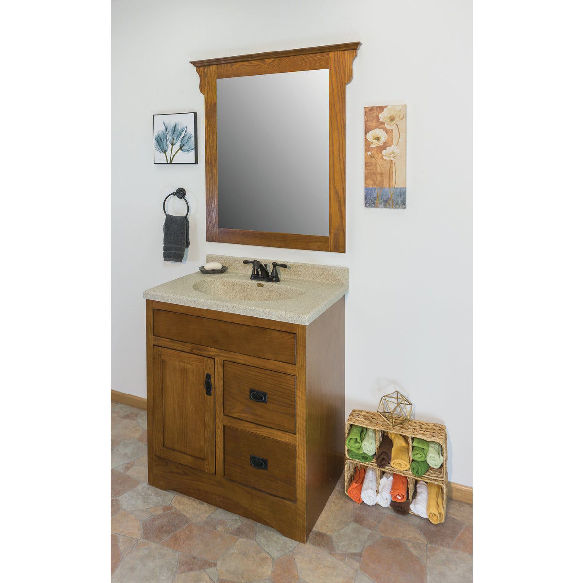 CraftMark Craftsmen Estate Oak 30 In. W x 34 In. H x 21 In. D Vanity