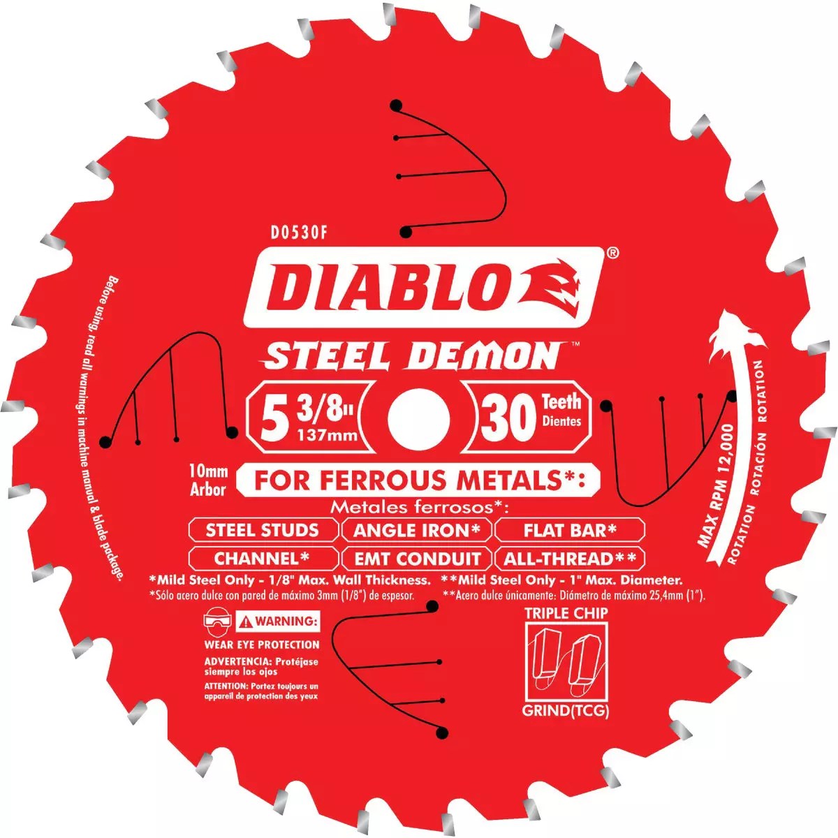 Diablo Steel Demon 53/8 In. 30Tooth Ferrous Metals Circular Saw Blade, 10 mm Arbor Do it Best