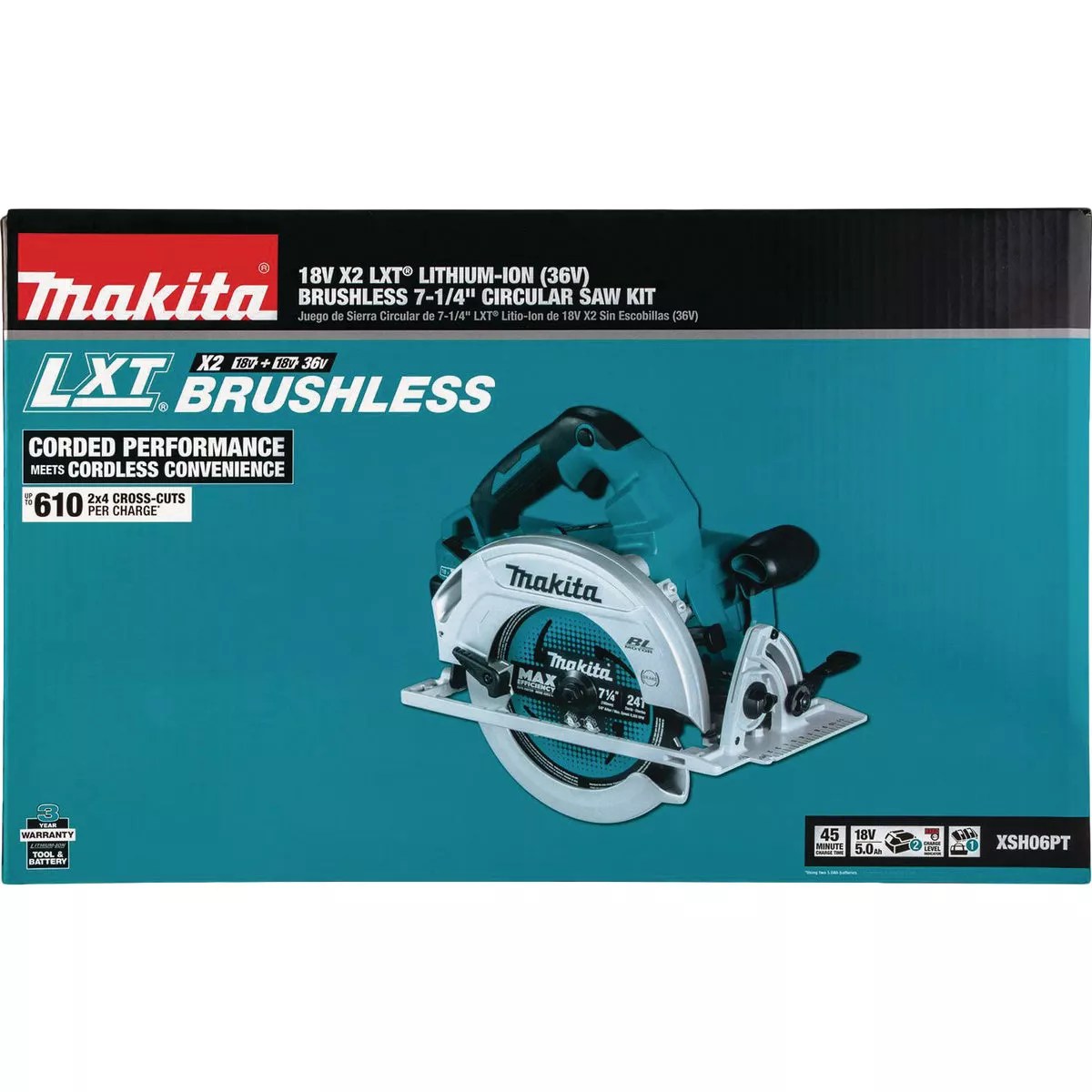 Makita 18 Volt X2 LXT LithiumIon Brushless 71/4 In. Cordless Circular